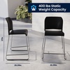 image:imageFlash Furniture Hercules Set of 3 Kenai Stackable Sled Base Counter Stools  Commercial 400 lb Capacity Contoured Back PowderCoated Base  BlackChrome Stack 3 HighBlack PlasticChrome Frame