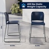 image:imageFlash Furniture Hercules Set of 3 Kenai Stackable Sled Base Counter Stools  Commercial 400 lb Capacity Contoured Back PowderCoated Base  BlackChrome Stack 3 HighNavy PlasticGray Frame