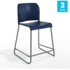 image:imageFlash Furniture Hercules Set of 3 Kenai Stackable Sled Base Counter Stools  Commercial 400 lb Capacity Contoured Back PowderCoated Base  BlackChrome Stack 3 HighNavy PlasticGray Frame