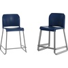image:imageFlash Furniture Hercules Set of 3 Kenai Stackable Sled Base Counter Stools  Commercial 400 lb Capacity Contoured Back PowderCoated Base  BlackChrome Stack 3 HighNavy PlasticGray Frame