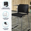 image:imageFlash Furniture Hercules Set of 3 Kenai Stackable Sled Base Counter Stools  Commercial 400 lb Capacity Contoured Back PowderCoated Base  BlackChrome Stack 3 HighBlack PlasticChrome Frame