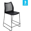 image:imageFlash Furniture Hercules Stacking Counter Height Stool with Vented Backrest and Gray Powder Coated Steel Sled Base with Integrated Footrest Commercial Portable Stool Set of 3 NavyBlack PlasticBlack Frame