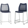 image:imageFlash Furniture Hercules Stacking Counter Height Stool with Vented Backrest and Gray Powder Coated Steel Sled Base with Integrated Footrest Commercial Portable Stool Set of 3 NavyNavy PlasticGray Frame