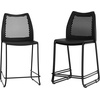 image:imageFlash Furniture Hercules Stacking Counter Height Stool with Vented Backrest and Gray Powder Coated Steel Sled Base with Integrated Footrest Commercial Portable Stool Set of 3 NavyBlack PlasticBlack Frame