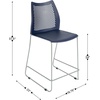image:imageFlash Furniture Hercules Stacking Counter Height Stool with Vented Backrest and Gray Powder Coated Steel Sled Base with Integrated Footrest Commercial Portable Stool Set of 3 NavyNavy PlasticGray Frame