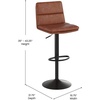 image:imageFlash Furniture Hughes Set of 2 Modern Commercial Grade Barstools  Black LeatherSoft Upholstery  Adjusts from Counter to Bar Height  MidBack  Channel StitchingCognacBlack
