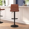 image:imageFlash Furniture Hughes Set of 2 Modern Commercial Grade Barstools  Black LeatherSoft Upholstery  Adjusts from Counter to Bar Height  MidBack  Channel StitchingCognacBlack