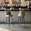 image:imageFlash Furniture James Commercial Grade Metal Barstool with Swivel Bucket Seat Vinyl Upholstered Seat Tubular Footrest Weathered BrownBeige