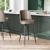 image:imageFlash Furniture James Commercial Grade Metal Barstool with Swivel Bucket Seat Vinyl Upholstered Seat Tubular Footrest Weathered BrownBeige