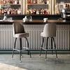 image:imageFlash Furniture James Commercial Grade Metal Barstool with Swivel Bucket Seat Vinyl Upholstered Seat Tubular Footrest Weathered BrownBeige