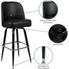 image:imageFlash Furniture James Commercial Grade Metal Barstool with Swivel Bucket Seat Vinyl Upholstered Seat Tubular Footrest Weathered BrownBlack