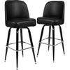 image:imageFlash Furniture James Commercial Grade Metal Barstool with Swivel Bucket Seat Vinyl Upholstered Seat Tubular Footrest Weathered BrownBlack
