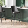 image:imageFlash Furniture James Commercial Grade Metal Barstool with Swivel Bucket Seat Vinyl Upholstered Seat Tubular Footrest Weathered BrownDark Brown