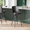 image:imageFlash Furniture James Commercial Grade Metal Barstool with Swivel Bucket Seat Vinyl Upholstered Seat Tubular Footrest Weathered BrownDark Brown