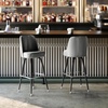 image:imageFlash Furniture James Commercial Grade Metal Barstool with Swivel Bucket Seat Vinyl Upholstered Seat Tubular Footrest Weathered BrownGrey