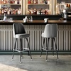 image:imageFlash Furniture James Commercial Grade Metal Barstool with Swivel Bucket Seat Vinyl Upholstered Seat Tubular Footrest Weathered BrownGrey