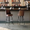 image:imageFlash Furniture James Commercial Grade Metal Barstool with Swivel Bucket Seat Vinyl Upholstered Seat Tubular Footrest Weathered BrownWeathered Brown