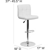 image:imageFlash Furniture Kathleen Contemporary White Quilted Vinyl Adjustable Height Barstool with Chrome Base Pack of 1
