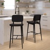 image:imageFlash Furniture Kenzie Commercial Grade MidBack Barstools  Brown LeatherSoft Upholstery  Black Iron Frame with Integrated Footrest  Set of 2Black