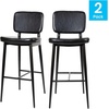 image:imageFlash Furniture Kenzie Commercial Grade MidBack Barstools  Brown LeatherSoft Upholstery  Black Iron Frame with Integrated Footrest  Set of 2Black