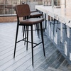 image:imageFlash Furniture Kenzie Commercial Grade MidBack Barstools  Brown LeatherSoft Upholstery  Black Iron Frame with Integrated Footrest  Set of 2Brown