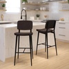 image:imageFlash Furniture Kenzie Commercial Grade MidBack Barstools  Brown LeatherSoft Upholstery  Black Iron Frame with Integrated Footrest  Set of 2Brown