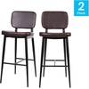 image:imageFlash Furniture Kenzie Commercial Grade MidBack Barstools  Brown LeatherSoft Upholstery  Black Iron Frame with Integrated Footrest  Set of 2Brown