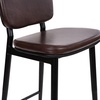 image:imageFlash Furniture Kenzie Commercial Grade MidBack Barstools  Brown LeatherSoft Upholstery  Black Iron Frame with Integrated Footrest  Set of 2Brown