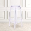 image:imageFlash Furniture Laney 2575 IndoorOutdoor Counter Height Transparent Dining Stool with Foot Ring Stackable Ghost Counter Height Stool Transparent  Counter Height Durable Construction Commercial Use