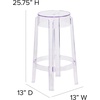 image:imageFlash Furniture Laney 2575 IndoorOutdoor Counter Height Transparent Dining Stool with Foot Ring Stackable Ghost Counter Height Stool Transparent  Counter Height Durable Construction Commercial Use