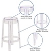 image:imageFlash Furniture Laney 2575 IndoorOutdoor Counter Height Transparent Dining Stool with Foot Ring Stackable Ghost Counter Height Stool Transparent  Counter Height Durable Construction Commercial Use
