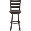image:imageFlash Furniture Liesel Commercial Grade Classic Ladderback Barstool  Gray Wash Walnut Solid Wood Frame  Bar Height  360 Swivel Seat  Integrated FootrestGray Wash Walnut