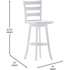 image:imageFlash Furniture Liesel Commercial Grade Classic Ladderback Barstool  Gray Wash Walnut Solid Wood Frame  Bar Height  360 Swivel Seat  Integrated FootrestWhite Wash
