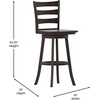 image:imageFlash Furniture Liesel Commercial Grade Classic Ladderback Barstool  Gray Wash Walnut Solid Wood Frame  Bar Height  360 Swivel Seat  Integrated FootrestGray Wash Walnut
