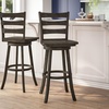 image:imageFlash Furniture Liesel Commercial Grade Classic Ladderback Barstool  Gray Wash Walnut Solid Wood Frame  Bar Height  360 Swivel Seat  Integrated FootrestGray Wash Walnut
