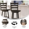 image:imageFlash Furniture Liesel Commercial Grade Classic Ladderback Barstool  Gray Wash Walnut Solid Wood Frame  Bar Height  360 Swivel Seat  Integrated FootrestGray Wash Walnut