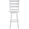 image:imageFlash Furniture Liesel Commercial Grade Classic Ladderback Barstool  Gray Wash Walnut Solid Wood Frame  Bar Height  360 Swivel Seat  Integrated FootrestWhite Wash