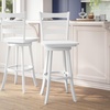 image:imageFlash Furniture Liesel Commercial Grade Classic Ladderback Barstool  Gray Wash Walnut Solid Wood Frame  Bar Height  360 Swivel Seat  Integrated FootrestWhite Wash