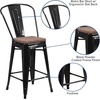 image:imageFlash Furniture Lily 24 High Orange Metal Counter Height Stool with Back and Wood SeatBlack