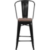 image:imageFlash Furniture Lily 24 High Orange Metal Counter Height Stool with Back and Wood SeatBlack