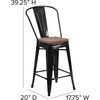 image:imageFlash Furniture Lily 24 High Orange Metal Counter Height Stool with Back and Wood SeatBlack