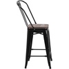 image:imageFlash Furniture Lily 24 High Orange Metal Counter Height Stool with Back and Wood SeatBlack