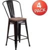 image:imageFlash Furniture Lily 24 High Orange Metal Counter Height Stool with Back and Wood SeatBlackantique Gold