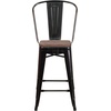 image:imageFlash Furniture Lily 24 High Orange Metal Counter Height Stool with Back and Wood SeatBlackantique Gold