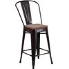 image:imageFlash Furniture Lily 24 High Orange Metal Counter Height Stool with Back and Wood SeatBlackantique Gold