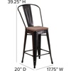 image:imageFlash Furniture Lily 24 High Orange Metal Counter Height Stool with Back and Wood SeatBlackantique Gold