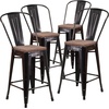 image:imageFlash Furniture Lily 24 High Orange Metal Counter Height Stool with Back and Wood SeatBlackantique Gold