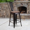image:imageFlash Furniture Lily 24 High Orange Metal Counter Height Stool with Back and Wood SeatBlackantique Gold