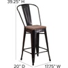 image:imageFlash Furniture Lily 24 High Orange Metal Counter Height Stool with Back and Wood SeatBlackantique Gold