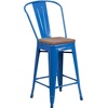 image:imageFlash Furniture Lily 24 High Orange Metal Counter Height Stool with Back and Wood SeatBlue